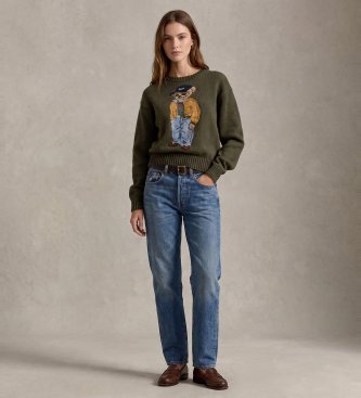 Polo Ralph Lauren Baumwollpullover mit grünem Polo Bear