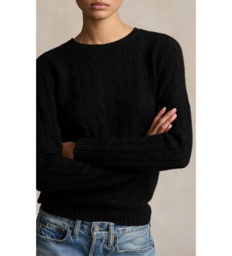 Polo Ralph Lauren Katoenen trui in zwart ecru gebreide jersey