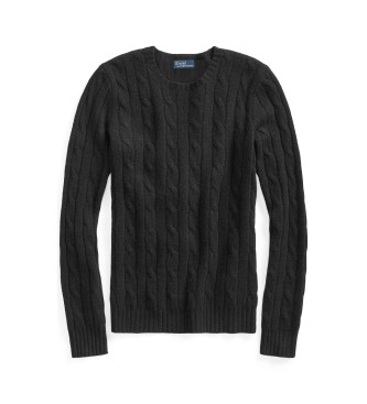 Polo Ralph Lauren Katoenen trui in zwart ecru gebreide jersey