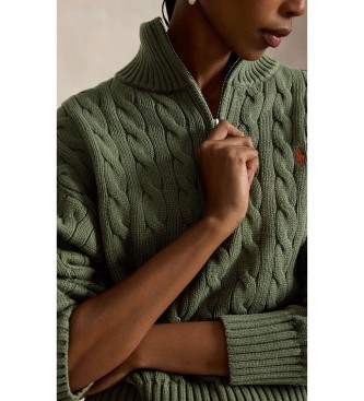 Polo Ralph Lauren Grüner Baumwollpullover mit Zopfmuster