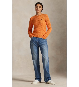 Polo Ralph Lauren Oranžen bombažni pulover s kitastim vzorcem