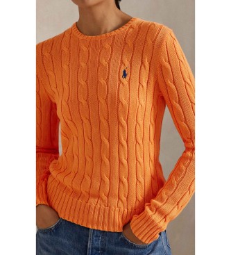 Polo Ralph Lauren Oranžen bombažni pulover s kitastim vzorcem