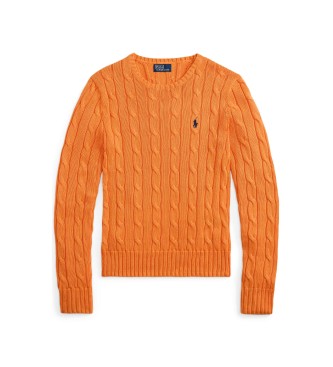 Polo Ralph Lauren Oranžen bombažni pulover s kitastim vzorcem