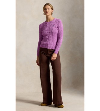 Polo Ralph Lauren Pull en coton à torsades rose
