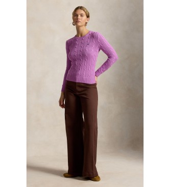 Polo Ralph Lauren Pull en coton à torsades rose