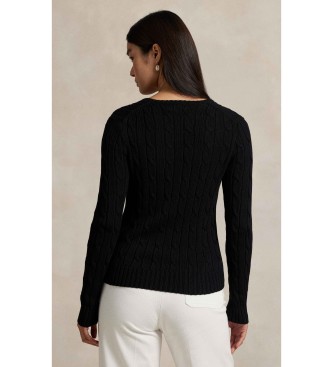 Polo Ralph Lauren Baumwollpullover aus schwarzem ecrufarbenem Strickjersey