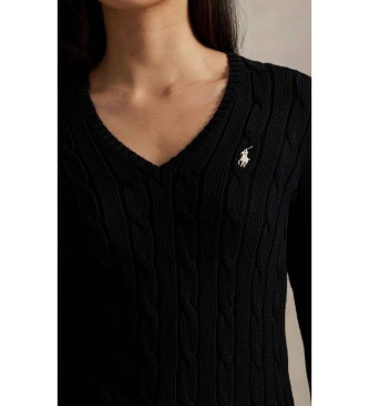 Polo Ralph Lauren Baumwollpullover aus schwarzem ecrufarbenem Strickjersey