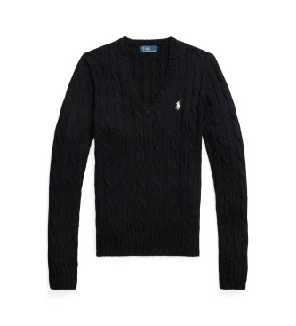 Polo Ralph Lauren Baumwollpullover aus schwarzem ecrufarbenem Strickjersey