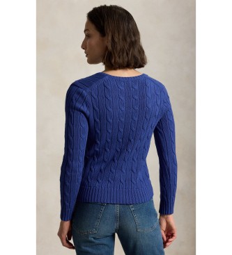 Polo Ralph Lauren Pull en coton à torsades bleu