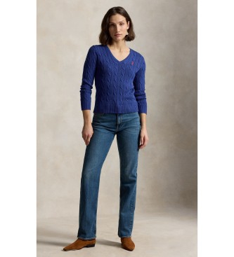 Polo Ralph Lauren Pull en coton à torsades bleu