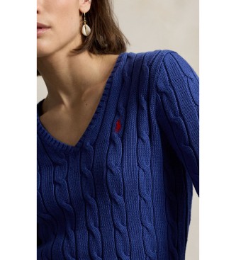 Polo Ralph Lauren Pull en coton à torsades bleu