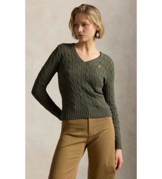 Polo Ralph Lauren Pull en coton à torsades vert