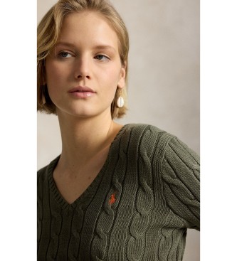 Polo Ralph Lauren Pull en coton à torsades vert