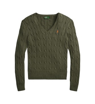 Polo Ralph Lauren Pull en coton à torsades vert