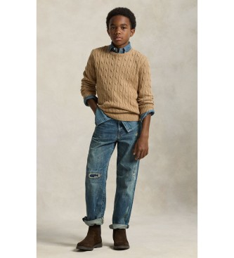 Polo Ralph Lauren Jersey de algodón en punto de ochos marrón