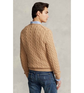 Polo Ralph Lauren Pull tricoté en coton écru marron