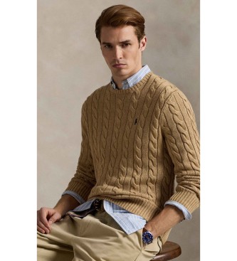 Polo Ralph Lauren Pull tricoté en coton écru marron