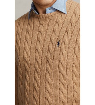 Polo Ralph Lauren Pull tricoté en coton écru marron