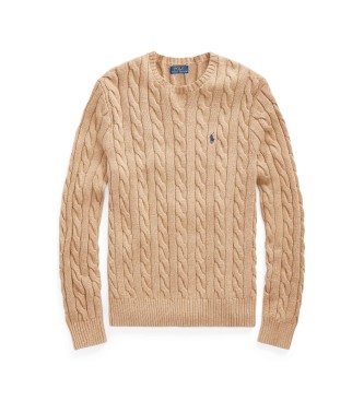 Polo Ralph Lauren Pull tricoté en coton écru marron