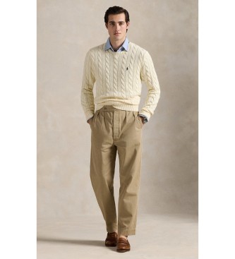 Polo Ralph Lauren Maglione in cotone lavorato a maglia beige