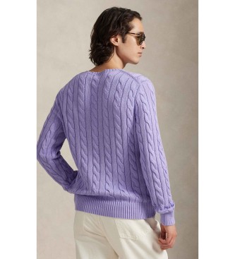 Polo Ralph Lauren Lila katoenen tricot in achten gebreide stof