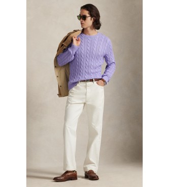 Polo Ralph Lauren Lila katoenen tricot in achten gebreide stof