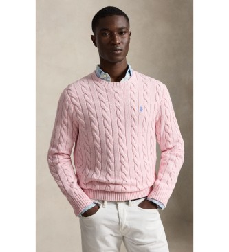 Polo Ralph Lauren Pull en coton à torsades rose