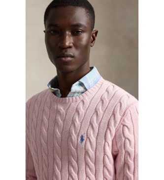 Polo Ralph Lauren Pull en coton à torsades rose