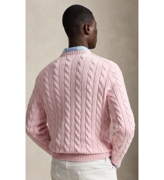 Polo Ralph Lauren Pull en coton à torsades rose
