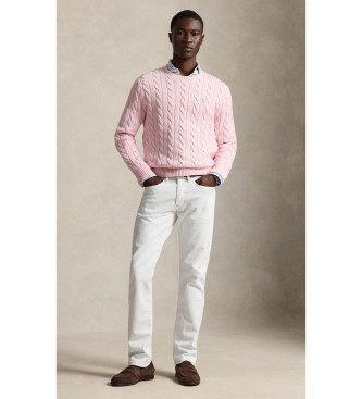 Polo Ralph Lauren Pull en coton à torsades rose