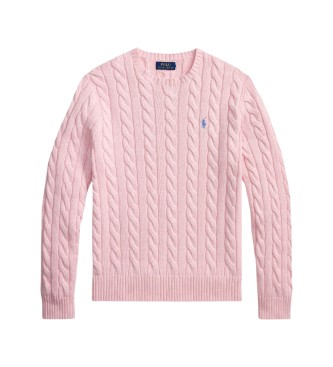 Polo Ralph Lauren Pull en coton à torsades rose