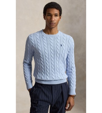 Polo Ralph Lauren Pull en coton à torsades bleu clair
