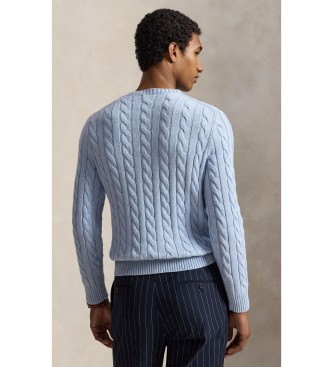Polo Ralph Lauren Pull en coton à torsades bleu clair