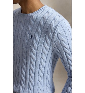 Polo Ralph Lauren Pull en coton à torsades bleu clair
