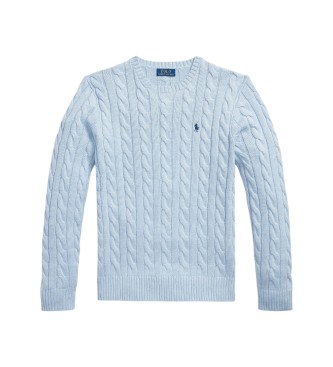 Polo Ralph Lauren Pull en coton à torsades bleu clair