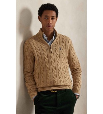 Polo Ralph Lauren Maglione di cotone a trecce marrone