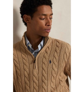 Polo Ralph Lauren Maglione di cotone a trecce marrone