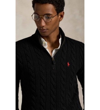 Polo Ralph Lauren Cotton jumper in black ecru knitted jersey
