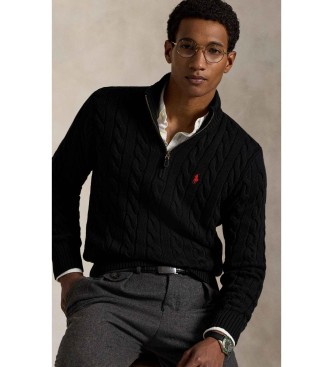 Polo Ralph Lauren Cotton jumper in black ecru knitted jersey