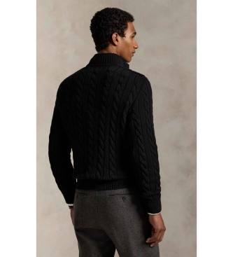 Polo Ralph Lauren Cotton jumper in black ecru knitted jersey