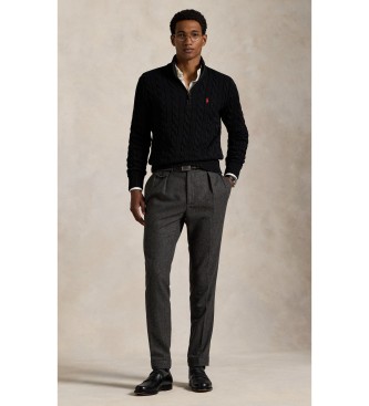 Polo Ralph Lauren Cotton jumper in black ecru knitted jersey