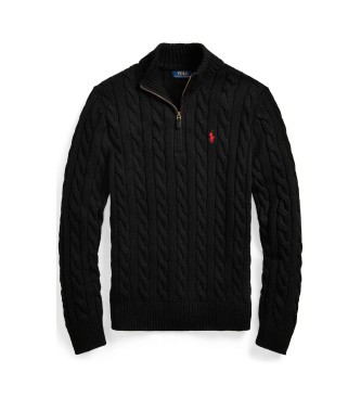 Polo Ralph Lauren Cotton jumper in black ecru knitted jersey