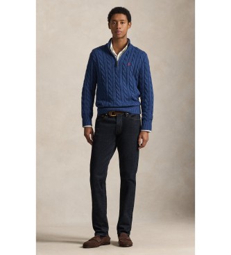 Polo Ralph Lauren Camisola de malha de algod�o azul-marinho em malha crua