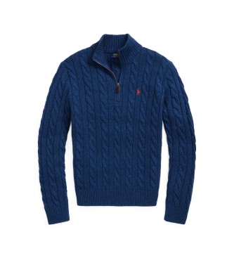 Polo Ralph Lauren Camisola de malha de algod�o azul-marinho em malha crua