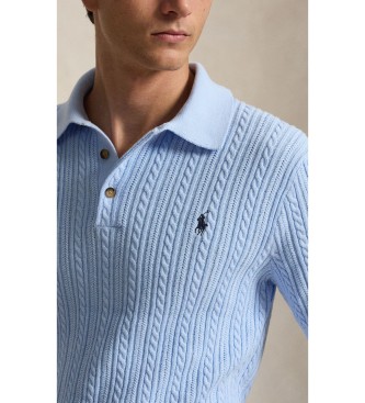 Polo Ralph Lauren Blå kabelstickad bomullströja