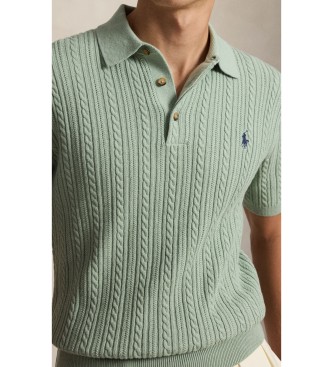 Polo Ralph Lauren Grön kabelstickad tröja i bomull