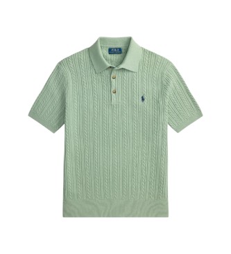 Polo Ralph Lauren Grön kabelstickad tröja i bomull