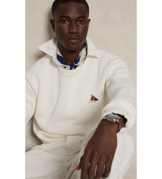 Polo Ralph Lauren Pull en coton Relaxed Fit brodé blanc