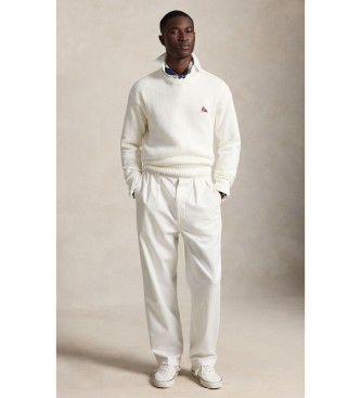 Polo Ralph Lauren Pull en coton Relaxed Fit brodé blanc