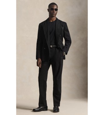 Polo Ralph Lauren Bombažni pulover ozkega kroja črne barve
